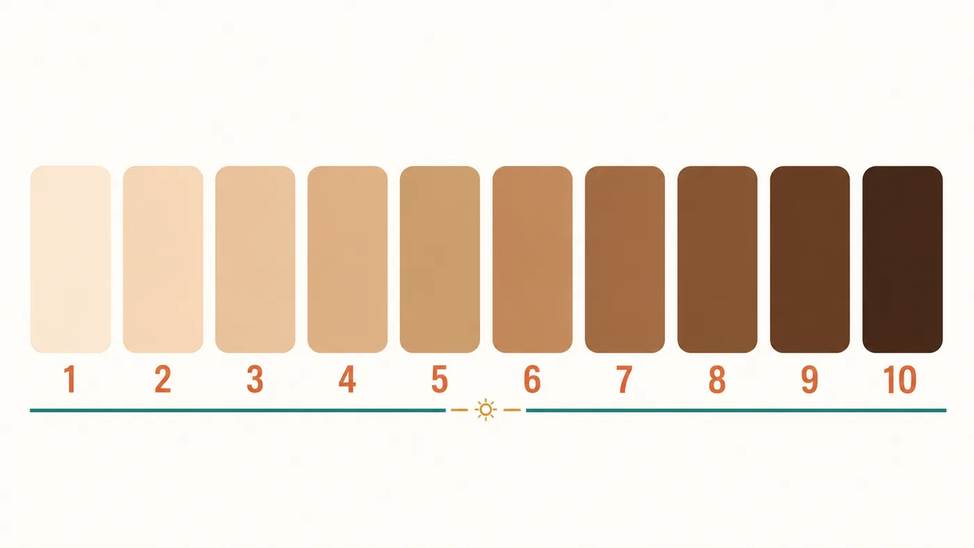 The 10-swatch Monk Skin Tone scale labeled 1 to 10, graded from lightest to deepest, on a cream background